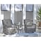 Manhattan Comfort Fruttuo Swivel Steel Rattan 3-Piece Patio Conversation Set with Cushions in Grey OD-CV018-GY - alternate 2